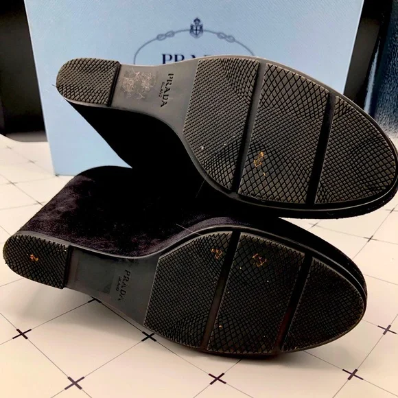 🖤 Prada Black Suede Wedge Ankle Boots (Size 8). Like New! - Picture 6 of 10